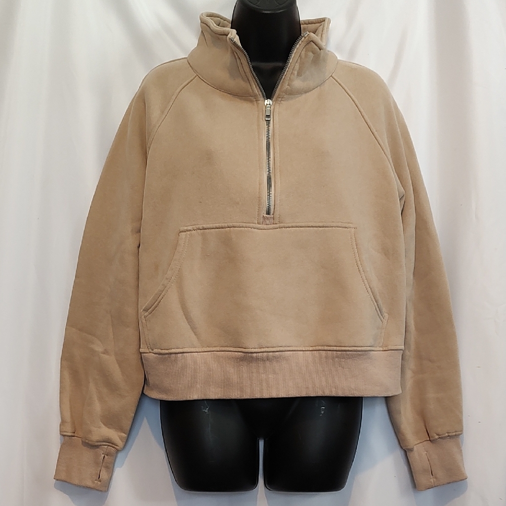 Women's Tan Half-Zip Sweater